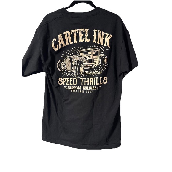 Cartel Ink Tattoo Speed Thrills Kustom Kulture Fast Lane Fury Car Shirt Sz XL - Picture 1 of 5